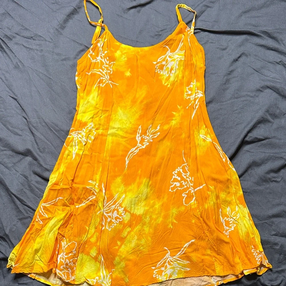 Vibrant Orange Floral Mini Dress - Picture 1 of 3